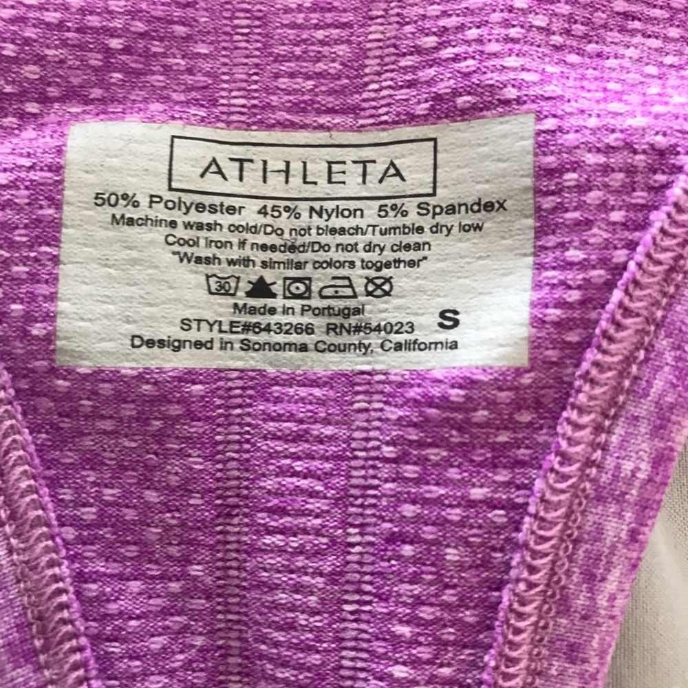 Athleta Sz S RacerBack Purple Top Ruched - Picture 6 of 6